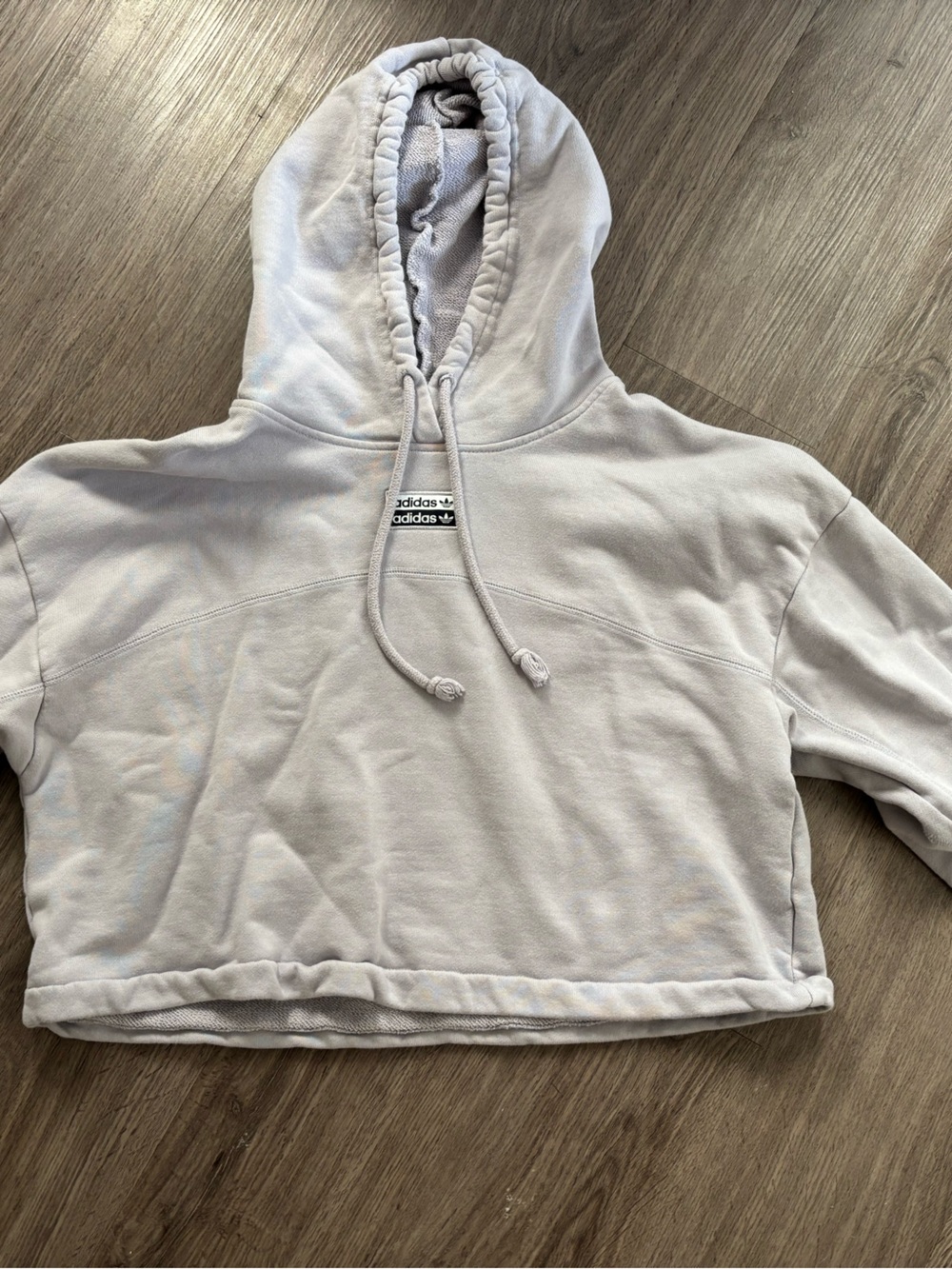 adidas Light purple/gray Cropped Hooded Crewneck Sweatshirt